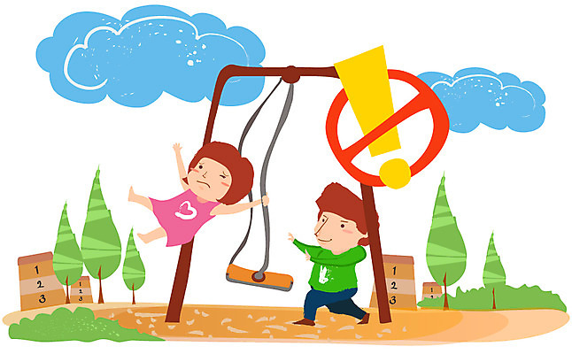 EPS 주간 구름 여자 남자 어린이 일러스트 장난 경고 안전 사람 소녀 소년 야외 두명 떨어짐 놀이기구 놀이터 위험 사회이슈 심볼 그네 예방 생활안전 안전사고 뜀틀 사고예방 어린이만 국내일러스트 자연요소 스포츠용품 컨셉 놀이 사건 안전수칙 파일형식 벡터