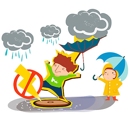 EPS 구름 여자 남자 어린이 일러스트 우산 날씨 경고 안전 사람 소녀 소년 야외 두명 비 위험 번개 사회이슈 심볼 예방 생활안전 장마 비구름 감전사고 맨홀 부주의 어린이만 국내일러스트 자연요소 컨셉 비_날씨 먹구름 안전수칙 감전 파일형식 벡터 구름_자연