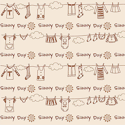 EPS 구름 문양 디자인 옷 백그라운드 무늬 패턴 일러스트 날씨 건조 사람없음 태양 맑음 빨래 빨랫줄 국내일러스트 자연요소 줄 가사 파일형식 벡터