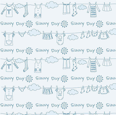 EPS 구름 문양 디자인 옷 컬러 백그라운드 무늬 패턴 일러스트 날씨 건조 사람없음 파란색 태양 맑음 빨래 빨랫줄 국내일러스트 자연요소 줄 가사 파일형식 벡터