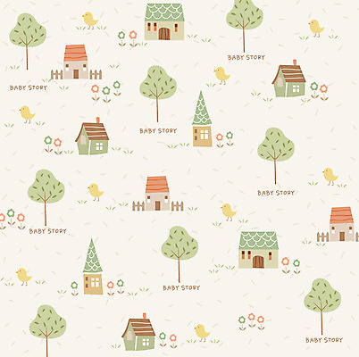 EPS 나무 문양 디자인 꽃 백그라운드 무늬 패턴 일러스트 주택 병아리 사람없음 건물 봄 풀 봄배경 국내일러스트 식물 건축물 계절 조류 파일형식 벡터