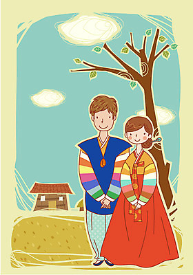 EPS 주간 나무 구름 부부 커플 계절 여자 명절 기념일 남자 전통문화 한쌍 일러스트 사람 야외 두명 청춘 추석 가을 농촌 시골 인사 한복 고향 중추절 다소곳 국내일러스트 자연요소 식물 한국전통 전통 문화 컨셉 관계 이벤트 중국 예절 전통의상 파일형식 벡터