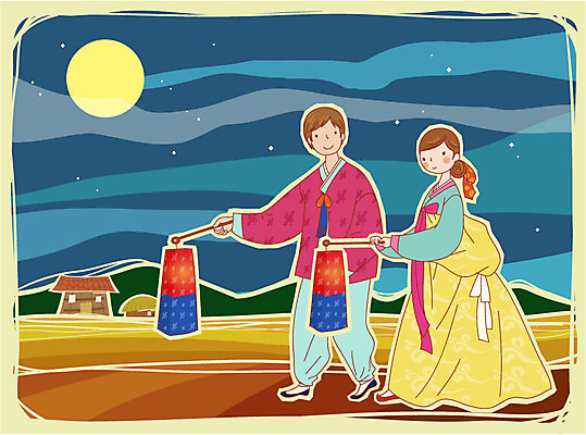 EPS 부부 커플 계절 여자 명절 기념일 남자 전통문화 한쌍 일러스트 하늘 전등 사람 20대 야외 두명 30대 소풍 추석 산책 보름달 가을 농촌 시골 야간 한복 청사초롱 정월대보름 고향 중추절 성인만 국내일러스트 자연요소 한국전통 전통 문화 관계 휴식 조명 이벤트 청년 장년 야외활동 중국 달 전통의상 초롱 파일형식 벡터