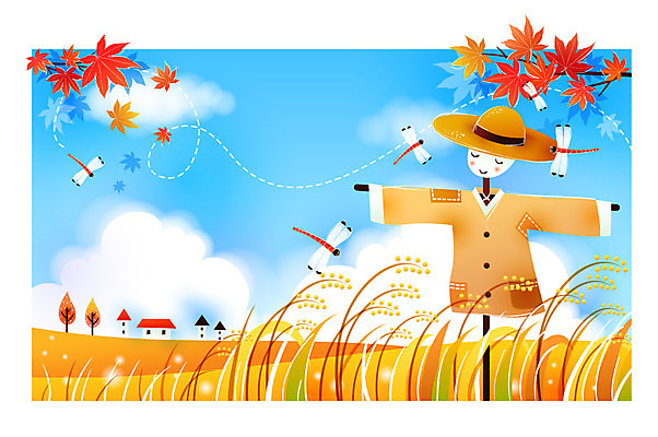 EPS 주간 나무 구름 사계절 계절 백그라운드 단풍 일러스트 자연 하늘 주택 논 풍경 사람없음 야외 추수 벼 가을 잠자리 허수아비 가을배경 국내일러스트 자연요소 식물 곤충 잎 농업 곡류 건물 생태계 파일형식 벡터 가을_계절