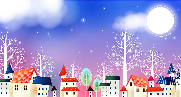 EPS 나무 구름 사계절 계절 백그라운드 겨울 일러스트 자연 주택 풍경 사람없음 야외 마을 보름달 달 눈 눈송이 겨울배경 국내일러스트 자연요소 식물 날씨 눈_날씨 건물 생태계 파일형식 벡터
