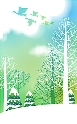 EPS 나무 동물 척추동물 사계절 계절 백그라운드 겨울 일러스트 자연 조류 풍경 사람없음 야외 눈 숲 철새 겨울배경 국내일러스트 자연요소 식물 날씨 생태계 파일형식 벡터