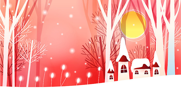 EPS 주간 나무 식물 사계절 계절 백그라운드 겨울 일러스트 자연 주택 여러그루 풍경 사람없음 야외 보름달 눈 겨울배경 국내일러스트 자연요소 다수 날씨 건물 달 생태계 파일형식 벡터