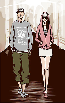 EPS 전신 라이프스타일 커플 공원 공공시설 여자 남자 여유 한쌍 일러스트 사람 20대 야외 두명 라이프 생활 친구 걷기 산책 청년만 성인만 국내일러스트 감정 관계 모션 휴식 청년 시설 파일형식 벡터