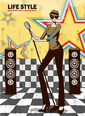 EPS 전신 우먼라이프 라이프스타일 여자 일러스트 노래 실내 한명 사람 20대 성인 라이프 생활 파티 공연 가수 무대 마이크 클럽 여자만 여자한명만 성인여자만 청년만 청년여자만 성인한명만 청년여자한명만 성인여자한명만 성인만 국내일러스트 1 음악 음향기기 이벤트 청년 내부 음악가 파일형식 벡터