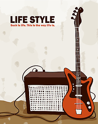 EPS 라이프스타일 문화 악기 음악 일러스트 현악기 사람없음 기타 일렉기타 락 록 대중문화 국내일러스트 문화예술 생활 로큰롤 파일형식 벡터