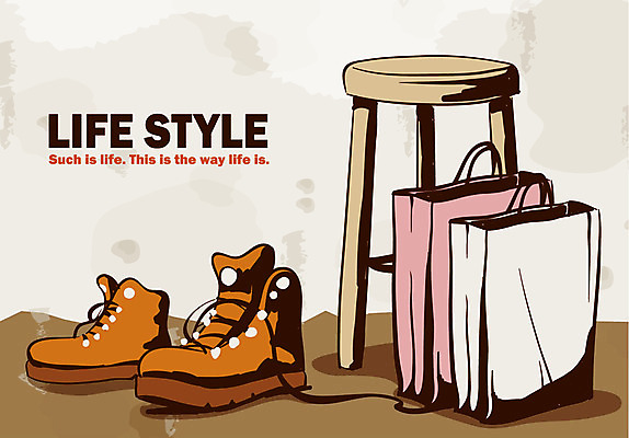 EPS 라이프스타일 잡화 운동화 신발 의자 가방 일러스트 사람없음 쇼핑 쇼핑백 워커 국내일러스트 가구 생활 파일형식 벡터