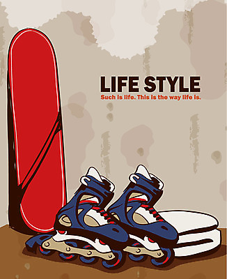 EPS 라이프스타일 스포츠용품 스포츠 일러스트 레저 사람없음 레포츠 운동 스케이트보드 롤러블레이드 국내일러스트 건강 취미 생활 보드_스포츠 오브젝트 파일형식 벡터