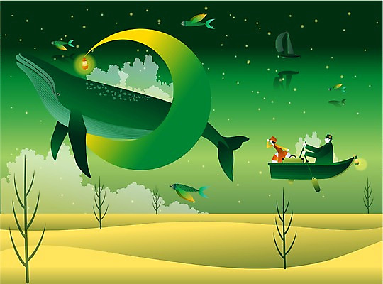 EPS 나무 구름 별 어린이 컬러 여행 백그라운드 일러스트 상상 밤하늘 사람 야외 두명 초록색 판타지 바닷속 도전 달 야간 나룻배 고래 아저씨 어린이만 국내일러스트 자연요소 식물 배_교통 포유류 하늘 수중 수중동물 파일형식 벡터