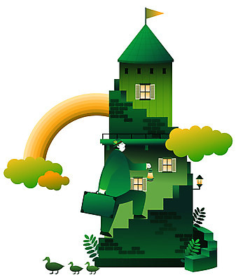 EPS 구름 컬러 여행 백그라운드 무지개 일러스트 상상 주택 오리 한명 사람 초록색 판타지 계단 저녁 국내일러스트 자연요소 1 조류 건물 야간 파일형식 벡터