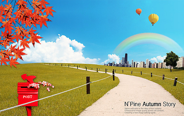 PSD 구름 편집 편집이미지 사계절 계절 공원 꽃 길 백그라운드 무지개 단풍 자연 하늘 풍경 빌딩 초원 사람없음 건물 울타리 고층빌딩 산책로 우체통 가을 열기구 디지털합성 합성 이미지편집 자연요소 식물 건축물 공공시설 잎 항공교통 담장 생태계 파일형식