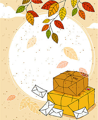 EPS 계절 생활용품 백그라운드 낙엽 라인일러스트 일러스트 포장 나뭇잎 편지봉투 선물 이벤트 사람없음 상자 짐 가을 편지 알림 라인아트 배송 택배 소포 가을배경 국내일러스트 카드프레임 선 잎 봉투 프레임 운송업 오브젝트 파일형식 벡터 가을_계절