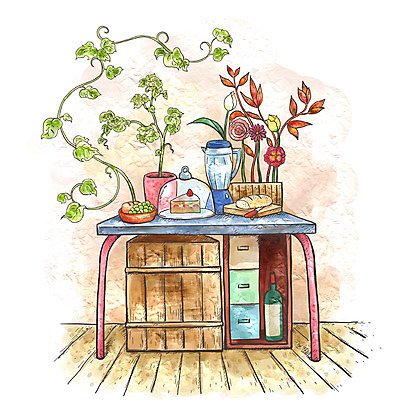 PSD 꽃 화분 인형 가구 백그라운드 일러스트 페인터 탁자 주전자 수채화 선반 실내 사람없음 장식 컵 인테리어 찻잔 오브젝트 국자 서랍장 장식장 식칼 국내일러스트 식물 식기 디자인 생활용품 페인팅 주방용품 잔 내부 파일형식