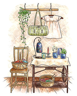 PSD 잡화 드레스 화분 가구 백그라운드 의자 가방 일러스트 페인터 탁자 조명 수채화 실내 사람없음 장식 컵 인테리어 바구니 털실 오브젝트 촛대 벽걸이 국내일러스트 식기 디자인 옷 생활용품 페인팅 내부 실 파일형식