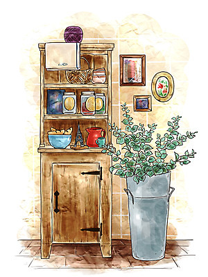 PSD 그릇 화분 빵 생활용품 백그라운드 일러스트 페인터 주전자 주방용품 유리병 수채화 실내 사람없음 장식 인테리어 수건 바구니 주방 털실 오브젝트 서랍장 장식장 정리 국내일러스트 식기 디자인 음식 가구 페인팅 병_용기 내부 위생용품 실 파일형식