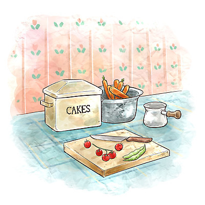 PSD 그릇 생활용품 백그라운드 토마토 일러스트 페인터 주방용품 수채화 도마 실내 사람없음 장식 인테리어 당근 오브젝트 완두콩 식칼 수납함 양은그릇 양철통 국내일러스트 식기 디자인 채소 페인팅 콩 뿌리채소 내부 파일형식