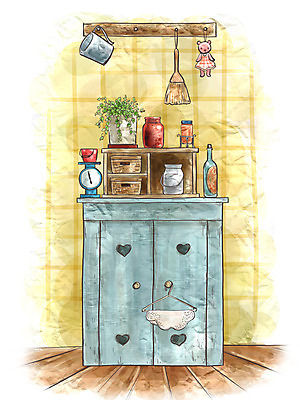 PSD 인형 생활용품 백그라운드 일러스트 페인터 주방용품 수채화 선반 실내 저울 사람없음 장식 인테리어 바구니 주방 빗자루 양동이 오브젝트 서랍장 정리 국내일러스트 디자인 가구 페인팅 내부 청소도구 파일형식