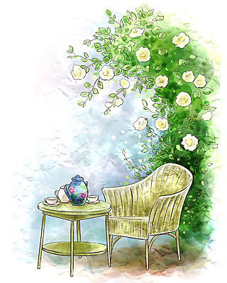 PSD 가구 백그라운드 의자 일러스트 페인터 탁자 수채화 사람없음 야외 장식 인테리어 장미 정원 차 덩굴 찻잔 찻주전자 오브젝트 국내일러스트 식물 디자인 꽃 음료 생활용품 페인팅 주전자 잔 파일형식
