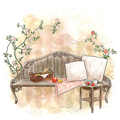 PSD 그릇 백그라운드 쿠션 벤치 의자 과일 일러스트 페인터 탁자 수채화 실내 사람없음 장식 컵 인테리어 소파 바구니 매트 오브젝트 국내일러스트 식기 디자인 가구 페인팅 내부 파일형식
