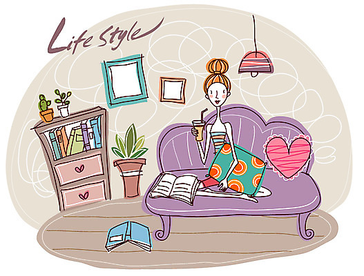 EPS 우먼라이프 라이프스타일 여자 화분 여유 음료 벽 액자 쿠션 거실 일러스트 휴식 전등 조명 책장 선인장 실내 한명 사람 20대 성인 책 소파 독서 주스 서랍장 여자만 여자한명만 성인여자만 청년만 청년여자만 성인한명만 청년여자한명만 성인여자한명만 성인만 국내일러스트 식물 1 감정 가구 컨셉 의자 청년 내부 생활 파일형식 벡터