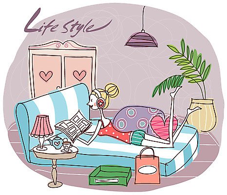 EPS 우먼라이프 라이프스타일 여자 화분 여유 가구 쿠션 일러스트 탁자 휴식 전등 조명 실내 한명 사람 20대 성인 상자 독서 쇼핑백 헤드폰 음악감상 방 잠옷 침대 스탠드 잡지 커피잔 커피포트 서랍장 여자만 여자한명만 성인여자만 청년만 청년여자만 성인한명만 청년여자한명만 성인여자한명만 성인만 국내일러스트 1 옷 감정 커피 음향기기 생활용품 컨셉 가방 주전자 잔 청년 내부 생활 간행물 감상 파일형식 벡터