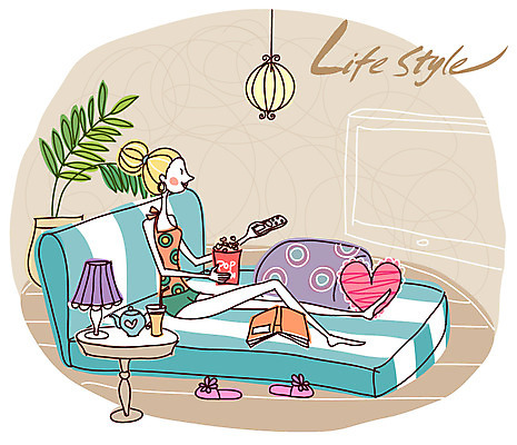 EPS 우먼라이프 라이프스타일 여자 화분 음료 쿠션 거실 일러스트 탁자 주전자 휴식 전등 조명 슬리퍼 실내 한명 사람 20대 성인 책 텔레비전 방 침대 스탠드 리모컨 팝콘 여자만 여자한명만 성인여자만 청년만 청년여자만 성인한명만 청년여자한명만 성인여자한명만 성인만 국내일러스트 1 가구 신발 컨셉 주방용품 청년 내부 생활 전자제품 파일형식 벡터