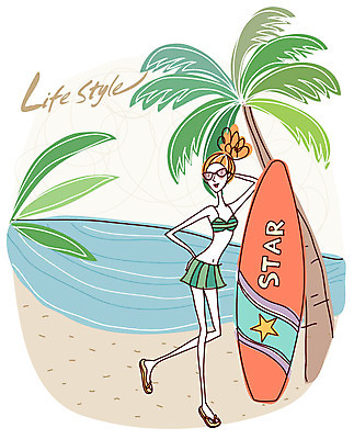 EPS 주간 나무 식물 우먼라이프 라이프스타일 계절 여자 수영복 바다 포즈 일러스트 휴가 한명 사람 20대 성인 해변 야외 여름 비키니 모래사장 선글라스 야자수 수영 서핑보드 보드 야자수잎 여자만 여자한명만 성인여자만 청년만 청년여자만 성인한명만 청년여자한명만 성인여자한명만 성인만 국내일러스트 자연요소 1 옷 안경 스포츠 잎 청년 생활 수상스포츠 보드_스포츠 파일형식 벡터