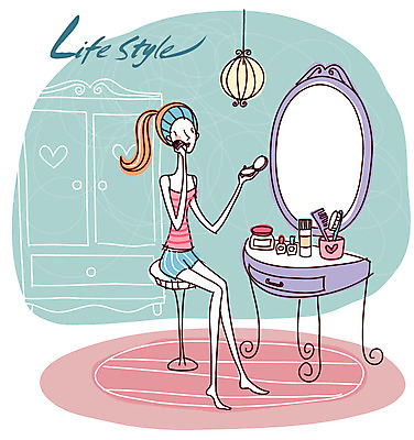 EPS 우먼라이프 라이프스타일 여자 가구 의자 일러스트 전등 조명 한명 사람 20대 성인 화장 뷰티 화장품 카펫 거울 방 잠옷 하트 머리빗 미용용품 장롱 매니큐어 화장대 파우더 파우더팩트 여자만 여자한명만 성인여자만 청년만 청년여자만 성인한명만 청년여자한명만 성인여자한명만 성인만 국내일러스트 모양 1 옷 생활용품 청년 생활 오브젝트 파일형식 벡터