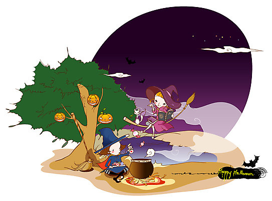 EPS 나무 식물 구름 여자 기념일 초등학생 어린이 일러스트 상상 요리 한명 사람 소녀 이벤트 야외 10대 판타지 축제 할로윈 냄비 야간 저녁 빗자루 마녀 박쥐 마법 잭오랜턴 여자만 여자한명만 소녀만 국내일러스트 자연요소 1 학생 포유류 청소년 솥 청소도구 어린이만 파일형식 벡터