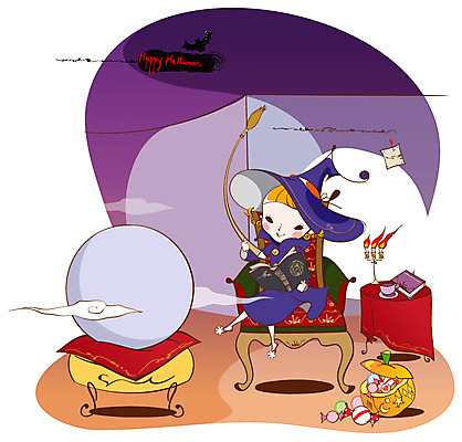 EPS 전신 여자 기념일 초등학생 어린이 가구 의자 일러스트 촛불 상상 탁자 호박 요정 실내 사탕 한명 사람 앉기 소녀 이벤트 10대 판타지 소파 축제 할로윈 야간 저녁 빗자루 구슬 마녀 박쥐 마법 여자만 여자한명만 소녀만 국내일러스트 자연요소 1 학생 생활용품 채소 초 포유류 모션 청소년 디저트 내부 청소도구 어린이만 파일형식 벡터