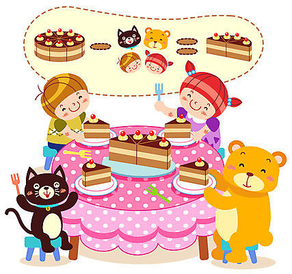 EPS 접시 여자 어린이교육 교육 남자 초등학생 어린이 포크 의자 일러스트 곰 교과목 탁자 실내 사람 소녀 소년 두명 숫자 파티 케이크 고양이 수학 생일 계산 뺄셈 수학교육 숫자공부 생일상 어린이만 국내일러스트 동물 문자 학생 식기 기념일 가구 포유류 디저트 이벤트 내부 반려동물 학습 파일형식 벡터