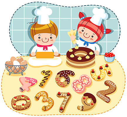 EPS 여자 어린이교육 교육 남자 초등학생 어린이 일러스트 교과목 실내 사람 소녀 소년 상반신 두명 숫자 쿠키 케이크 주방 계란 요리사 체리 수학교육 숫자공부 어린이만 국내일러스트 직업 문자 학생 과일 디저트 내부 학습 알 수학 파일형식 벡터