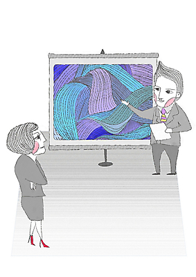 전신 PSD 여자 남자 일러스트 비즈니스 페인터 추상 설명 서기 들기 사람 두명 마주보기 팔짱 직장인 비즈니스맨 비즈니스우먼 발표 상사 보고 프레젠테이션 직원 문서 부하 포토샵 부하직원 업무보고 국내일러스트 직업 무늬 모션 페인팅 파일형식