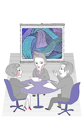 PSD 여자 남자 의자 일러스트 비즈니스 모션 페인터 탁자 회의 추상 사람 앉기 세명 사무실 모임 직장인 비즈니스맨 비즈니스우먼 프레젠테이션 회의실 문서 포토샵 치마정장 국내일러스트 직업 가구 무늬 페인팅 정장 치마 파일형식