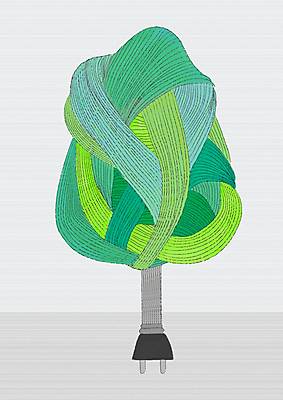 PSD 나무 식물 일러스트 비즈니스 페인터 추상 사람없음 전선 콘센트 플러그 코드 전기에너지 포토샵 나무모양 국내일러스트 모양 무늬 페인팅 에너지 파일형식