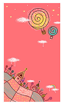 EPS 자연요소 구름 꽃 별 분홍색 백그라운드 무지개 일러스트 안내 주택 알림판 이벤트 사람없음 야외 건물 마을 기구 열기구 알림 국내일러스트 식물 건축물 컬러 항공교통 파일형식 벡터