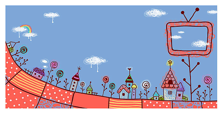 EPS 주간 구름 꽃 백그라운드 무지개 일러스트 안내 주택 알림판 이벤트 사람없음 야외 건물 전자제품 마을 텔레비전 가전제품 알림 영상물 국내일러스트 자연요소 식물 건축물 파일형식 벡터