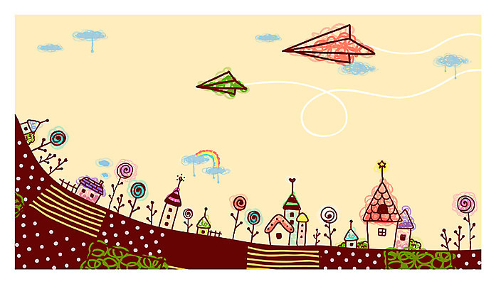 EPS 주간 자연요소 구름 꽃 백그라운드 무지개 일러스트 안내 주택 알림판 이벤트 사람없음 야외 건물 마을 공백 알림 종이비행기 국내일러스트 식물 건축물 종이접기 파일형식 벡터