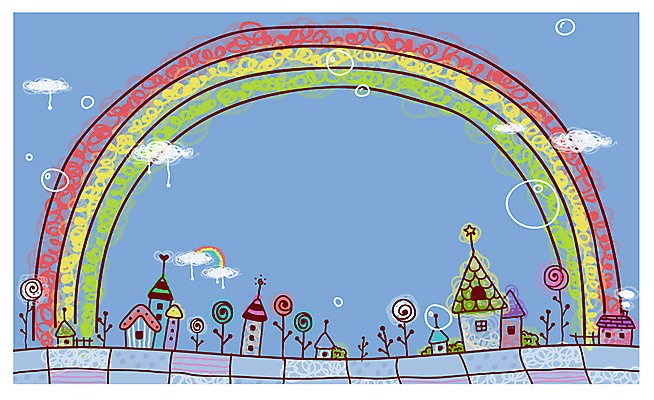 EPS 구름 꽃 백그라운드 무지개 일러스트 안내 주택 알림판 이벤트 사람없음 야외 건물 마을 알림 공기방울 국내일러스트 자연요소 식물 건축물 파일형식 벡터