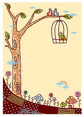 EPS 주간 나무 식물 구름 꽃 백그라운드 무지개 일러스트 조류 안내 알림판 이벤트 사람없음 야외 버섯 알림 새장 버섯집 국내일러스트 자연요소 동물 주택 케이지 파일형식 벡터