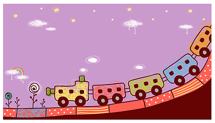 EPS 구름 꽃 별 육상교통 백그라운드 교통 무지개 일러스트 안내 알림판 이벤트 사람없음 기차 알림 국내일러스트 자연요소 식물 교통수단 대중교통 파일형식 벡터