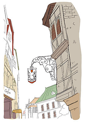 EPS 건축 백그라운드 일러스트 거리 간판 알림판 풍경 사람없음 야외 건물 카페 도시 표지판 스케치 상업시설 국내일러스트 건축물 미술 상점 시설 상업 파일형식 벡터