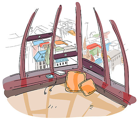 EPS 백그라운드 쿠션 일러스트 창문 실내 풍경 사람없음 건물 인테리어 도시 MP3 스케치 어안 국내일러스트 건축물 디자인 미술 내부 전자제품 파일형식 벡터