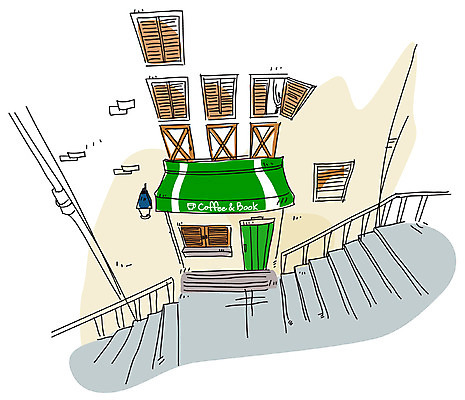 EPS 건축 백그라운드 일러스트 풍경 사람없음 야외 건물 계단 카페 도시 스케치 상업시설 국내일러스트 건축물 미술 상점 시설 상업 파일형식 벡터