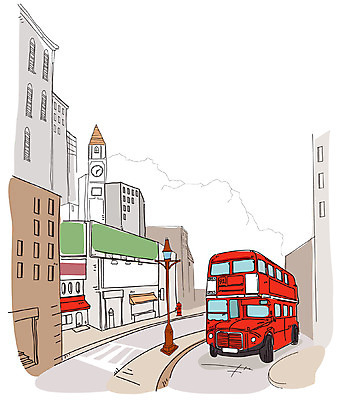 EPS 공공시설 건축 도로 길 백그라운드 한대 가로등 일러스트 교통시설 버스 주택 풍경 사람없음 야외 건물 도시 스케치 시계탑 주택가 이층버스 국내일러스트 1 건축물 육상교통 교통 대중교통 미술 탑 시설 파일형식 벡터