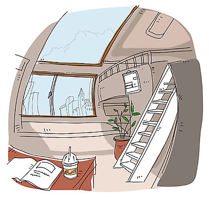 EPS 음료 백그라운드 일러스트 사다리 창문 실내 풍경 사람없음 책 인테리어 계단 도시 스케치 책상 복층 원룸 국내일러스트 디자인 가구 미술 내부 도구 파일형식 벡터